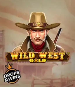  Meet the daring sheriff of "Wild West Gold," a thrilling slot game by Pragmatic Play. The visual features a confident sheriff with a golden star badge, framed by a dusty Old West town backdrop. The game's title is prominently displayed in a classic font, complementing the Wild West adventure theme. 